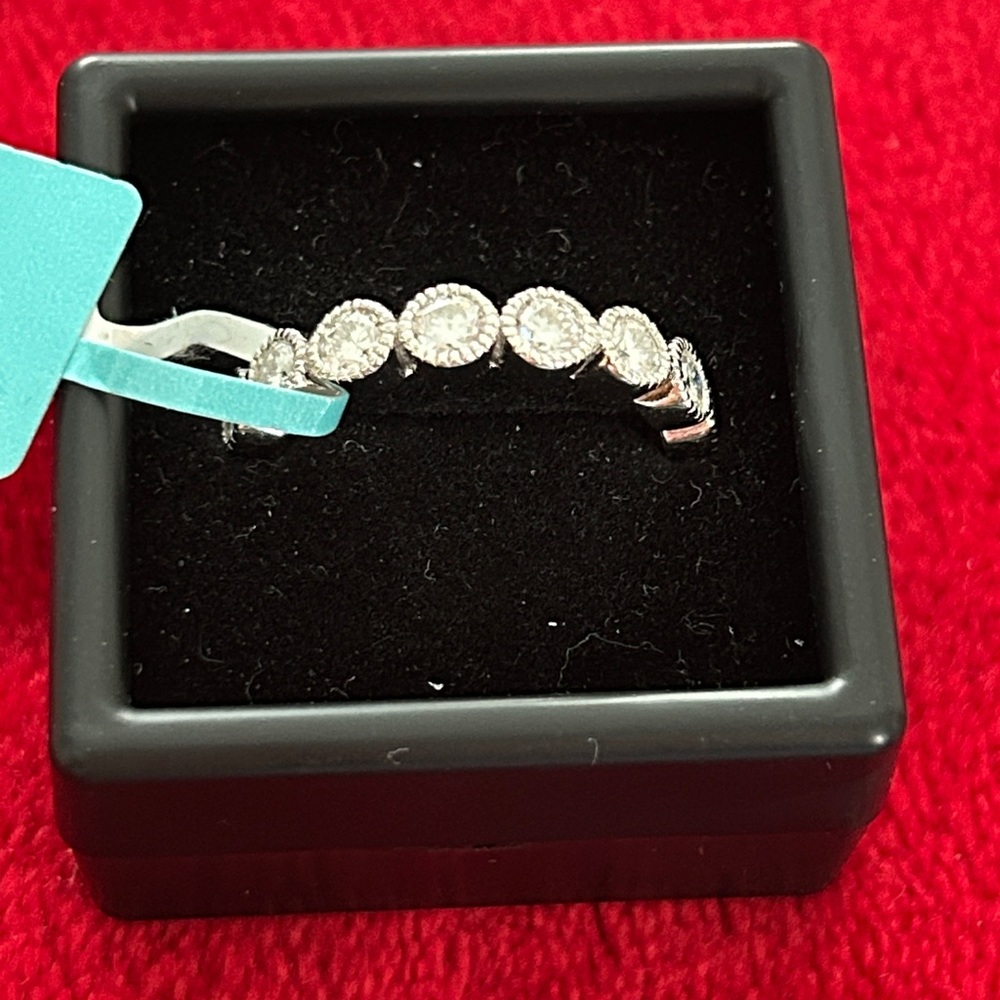 Moissanite Diamond eternity bezel set Band Ring size‎ 9